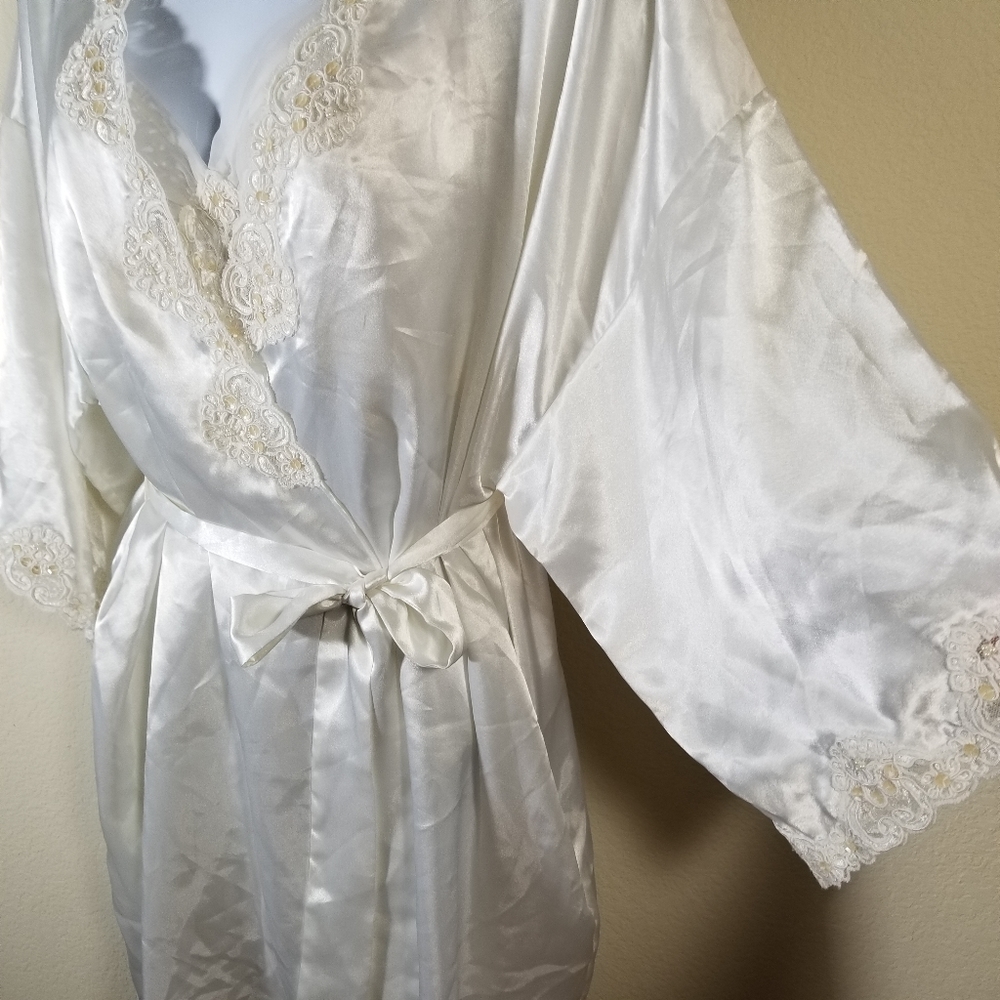 Vintage | Gold Label, Victoria Secret, Ivory Lace Teddy & Robe Lingerie Set, med - Picture 7 of 16